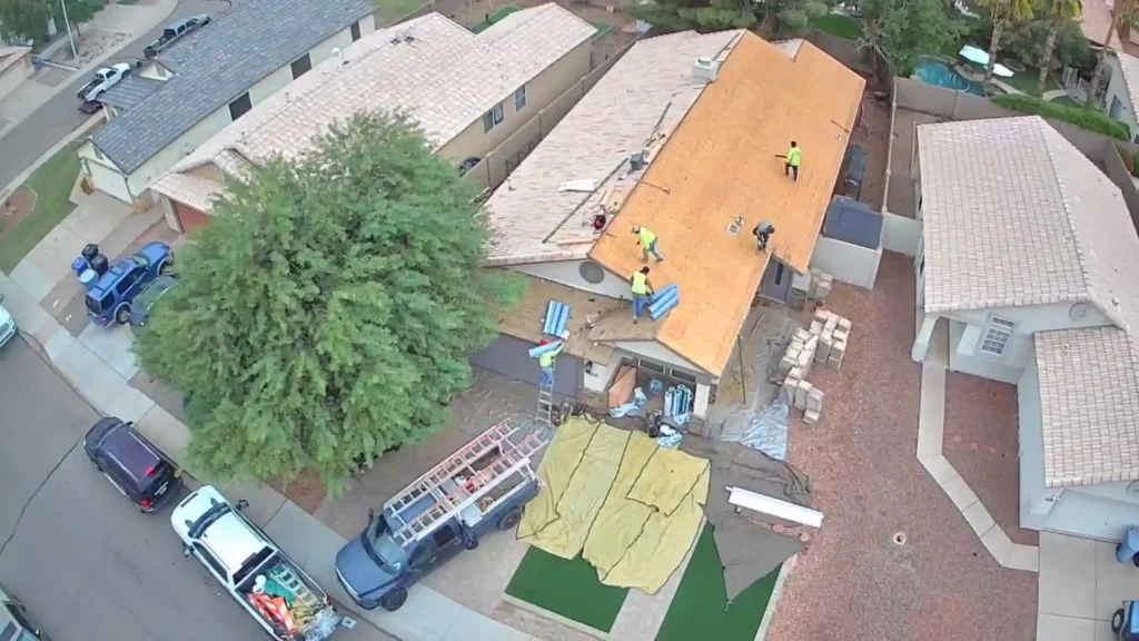 Completed tile roof on a stucco home in the Phoenix, AZ area