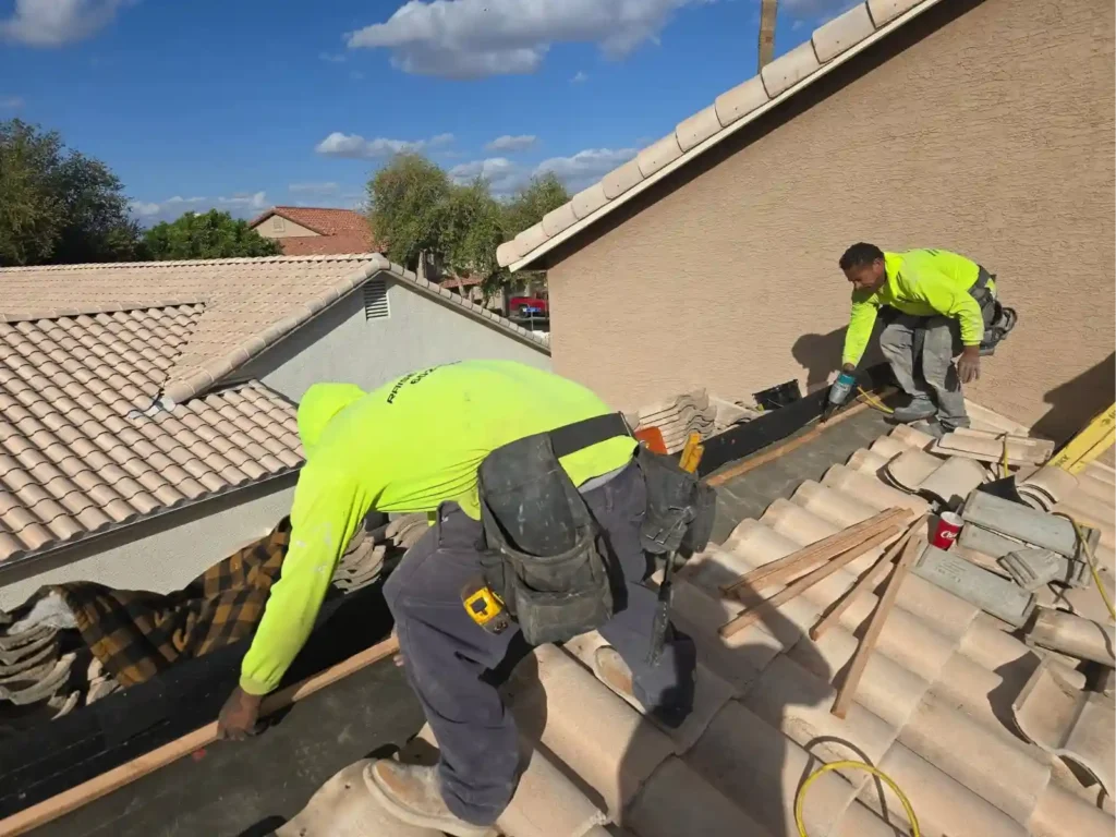 Raise The Roof AZ crew installing a tile roof on an Arizona property